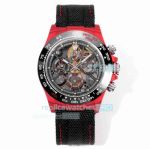TWF Super Clone Rolex DIW Daytona Skeleton 40mm Red Quartz Carbon Fiber 4130 Watch 